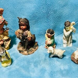 Colorful Figurine Collection Native American children and animals, circa 1992-94